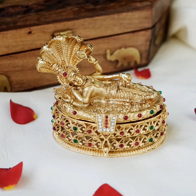 Mahavishnu in Anantha Sayanam Premium Nakshi Kumkum Box